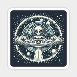 Grey Aliens in a UFO Magnet