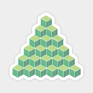 Green Cube Escher Pattern Magnet