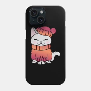 Cute Cozy Colorful Snow Winter Cat Kitty Phone Case