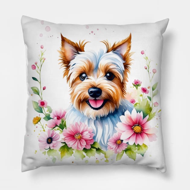 Yorkshire Terrier - Cute Watercolor Dog Pillow by Bellinna