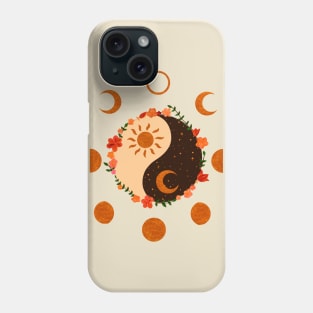 Floral Yin Yang & moon phases Phone Case