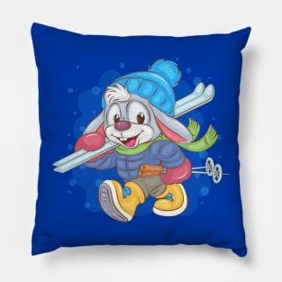 Winter Bunny Skier Pillow