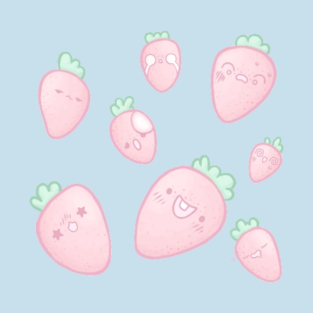 Funny Strawberries - Cute fruit by MoonArtGlitch