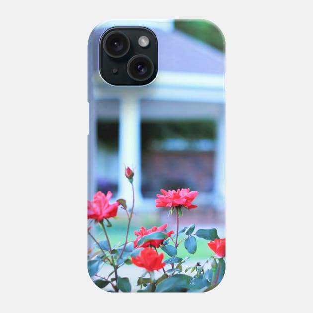 Red Roses in Front of a White Gazebo Phone Case by Shell Photo & Design