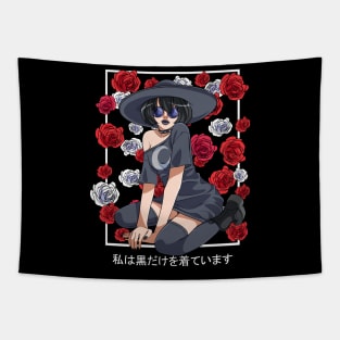 Goth Girl Witch Roses Halloween Sorcery Witchcraft Tapestry