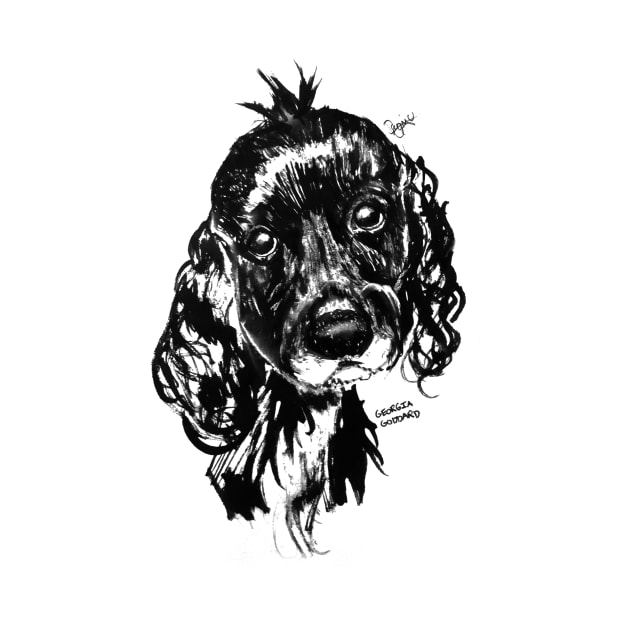 Sprocker Spaniel Ink Portrait by GeorgiaGoddard