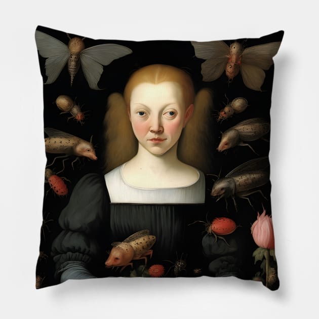 Woman in the garden of earthy delights Pillow by Ravenglow