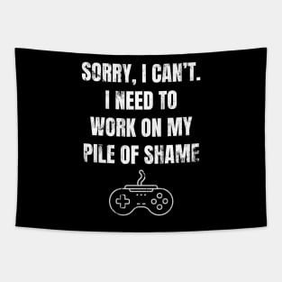 Work On My Pile Of Shame Funny Gamer Tapestry