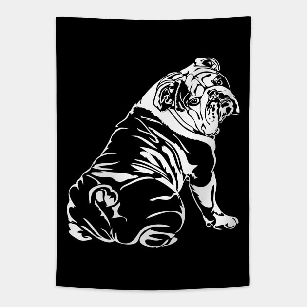 Funny Proud British Bulldog dog English Bulldog portrait Tapestry by wilsigns