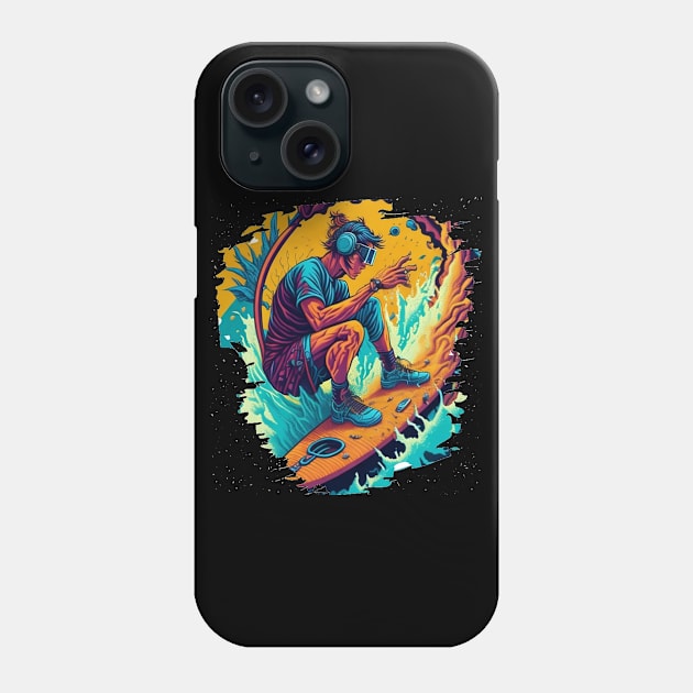 Summer Vibes, Hello Summer Vintage Funny Surfer Riding Surf Surfing Lover Gifts Phone Case by Customo
