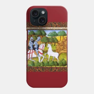 Lancelot and Mordred Crossing a White Stag Escorted by Lions,Arthurian Legends Medieval Miniature Phone Case