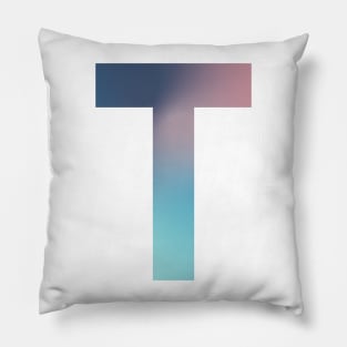 Gradient Letter T Initial Alphabet Pillow