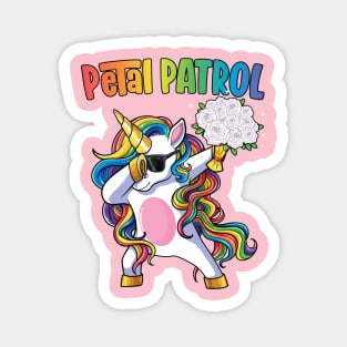 Petal Patrol Shirt Flower Girl Wedding Dabbing Unicorn Magnet