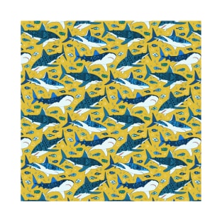 Sharks on Mustard - Pattern T-Shirt