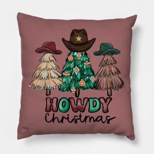 Howdy Christmas, Cowboy Hats, Christmas Trees Pillow