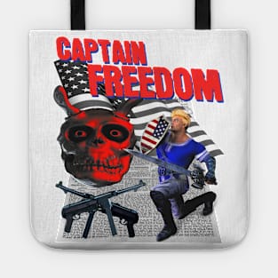 Captain Freedom Off Brand Parody Boot Knock Off Funny Meme Super Hero Tote