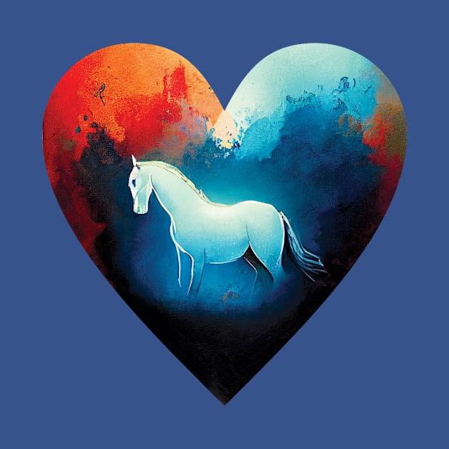 Colourful Horse In a Heart Shape in an abstract style by Geminiartstudio