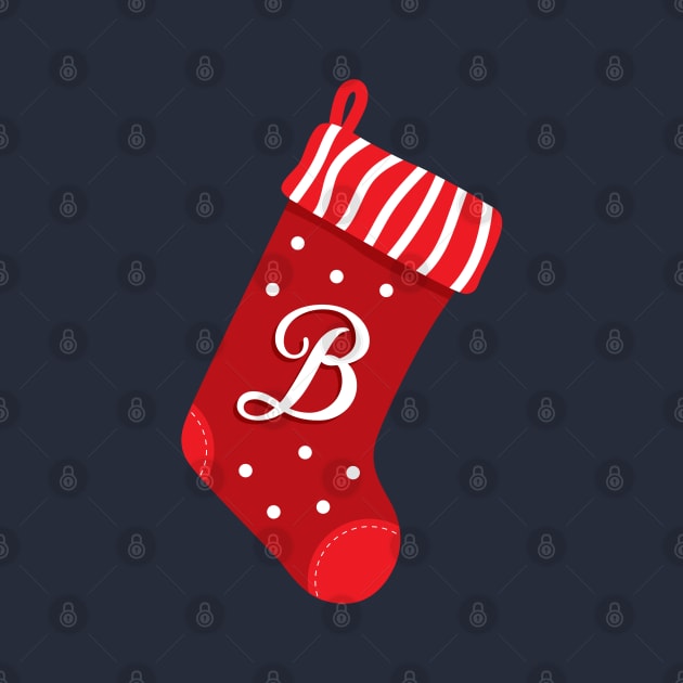 Christmas Stocking with Letter B by VicEllisArt