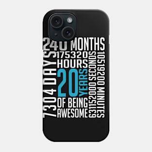 20th Birthday Vintage Retro T Shirt 20 Years Old 240 Months Phone Case