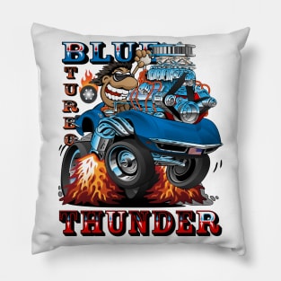 Blue Thunder Race Car Pillow