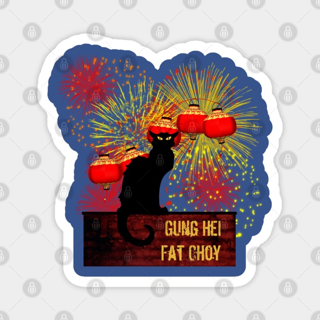 Chat Noir Chinese New Year Magnet by HolidayBug