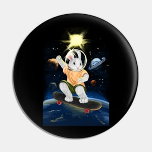 Rabbit, Skateboard, Skater, Space, Bunny, Halfpipe Pin