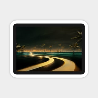 Ocean Front Broken Road To Fantasy Island / Abstract And Surreal Unwind Art Magnet