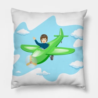 Pilot boy flying on an airplane Pillow