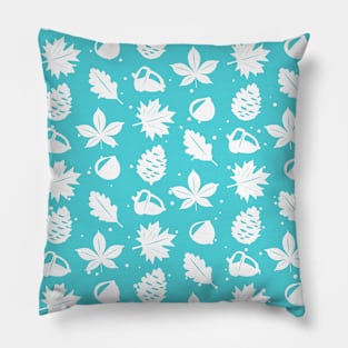 Graphic Nature Pattern on Sky Blue Background Pillow