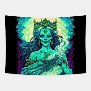 "Psychedelic Haunts: Unique and Colorful Halloween Horrors" Tapestry