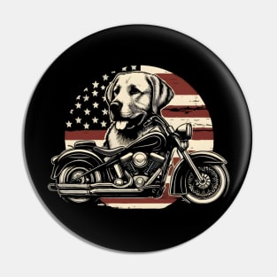 Lab Dad USA Flag Labrador Motorcycle lover 4th of July Pin