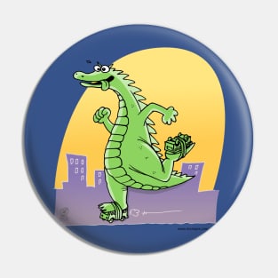 Dinosaur skating Pin