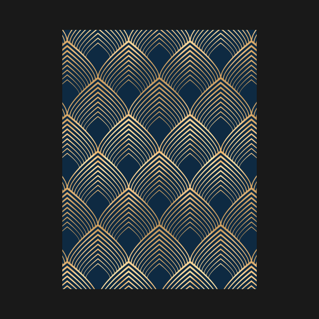 Navy and Gold Geo Art Deco Pattern by Blue-Banana