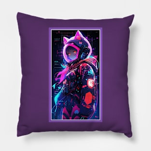 Anime Cute Cat Girl | Sci-Fi Manga Girl Anime Art Pillow