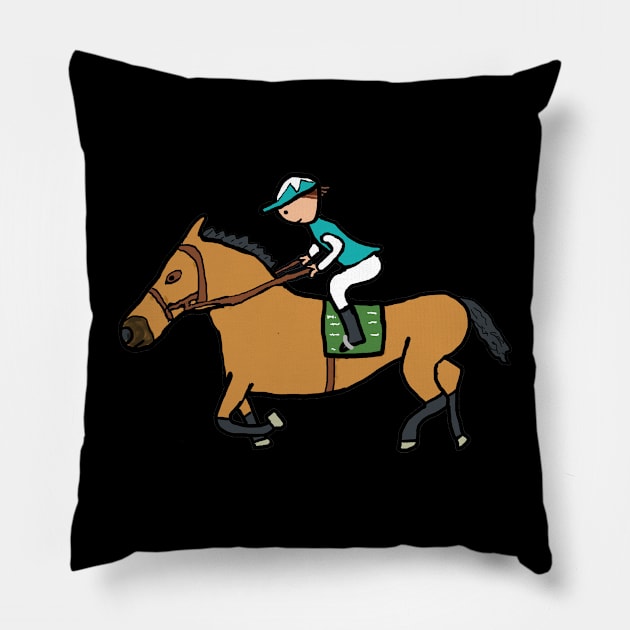 Horse Racing Pillow by Mark Ewbie