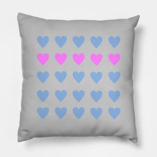 Blue and Gray Heart Design Pillow