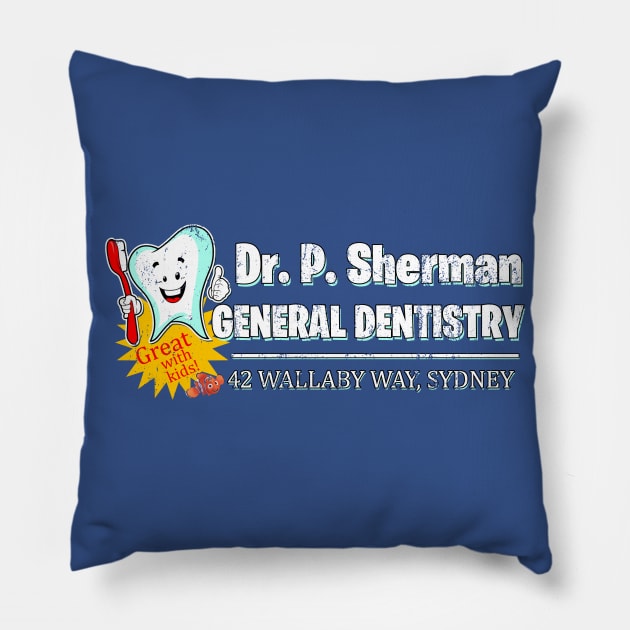 P Sherman 42 Wallaby Way Sydney, distressed Pillow by woodsman