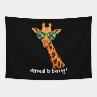 Hipster Giraffe Glasses Normal Is Boring Autism Awareness Tapestry