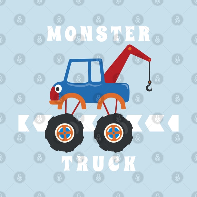 Vector illustration of monster truck with cartoon style by KIDS APPAREL