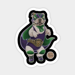 Bulldog Luchador - White Outlined Version Magnet