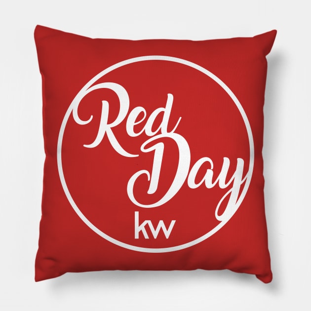 Red Day Cursive Pillow by KellerWilliams