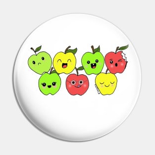 Seven apples: red, yellow and green Pin