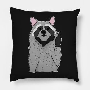 Grumpy Racoon Holding Middle finger funny gift Pillow