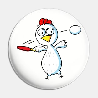 Funny chicken plays table tennis Pin
