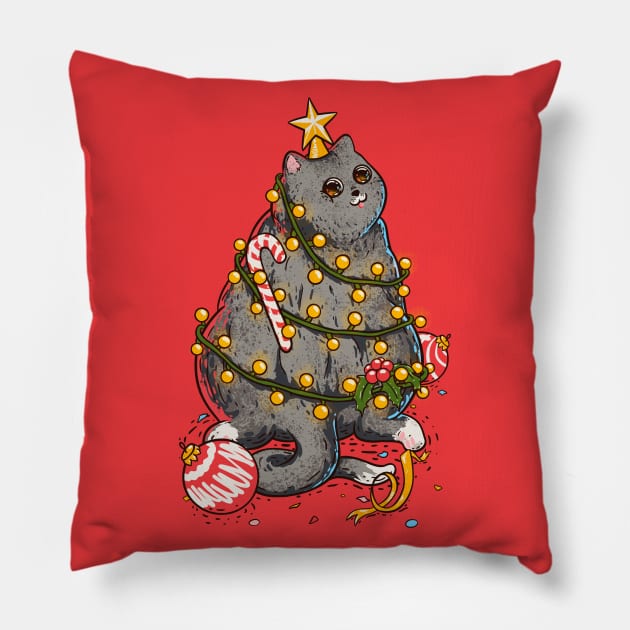 Christmas Cat or Christmas Tree? Pillow by anycolordesigns