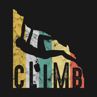 Climb Rock Climbing Bouldering Gift Retro T-Shirt