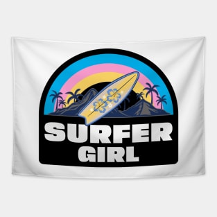 SURF Life Surfer Girl Surfboard Tapestry