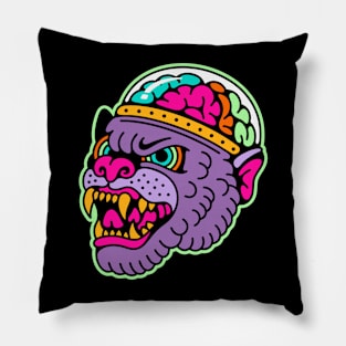 Ape and brain rainbow Pillow