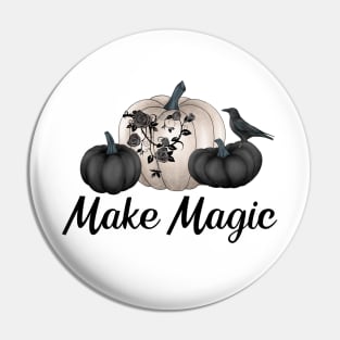 Raven Black Pumpkins Make Magic Halloween Gothic Wicca Pagan Gifts Pin