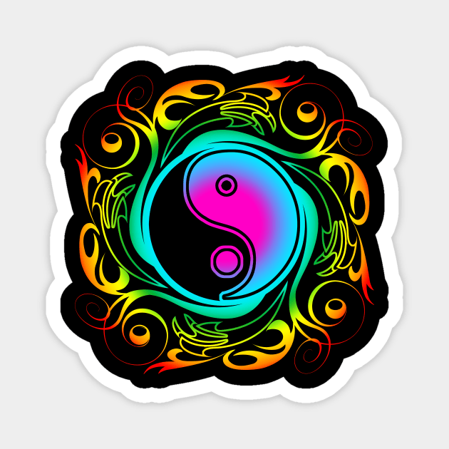 Yin Yang Psychedelic Tattoo Magnet by BluedarkArt